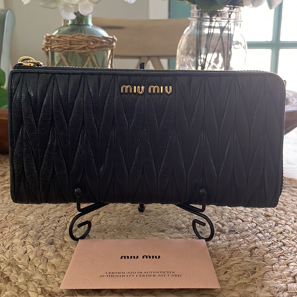 (Mt151) Authentic Miu Miu Matelasse Zipper Wallet - image 2
